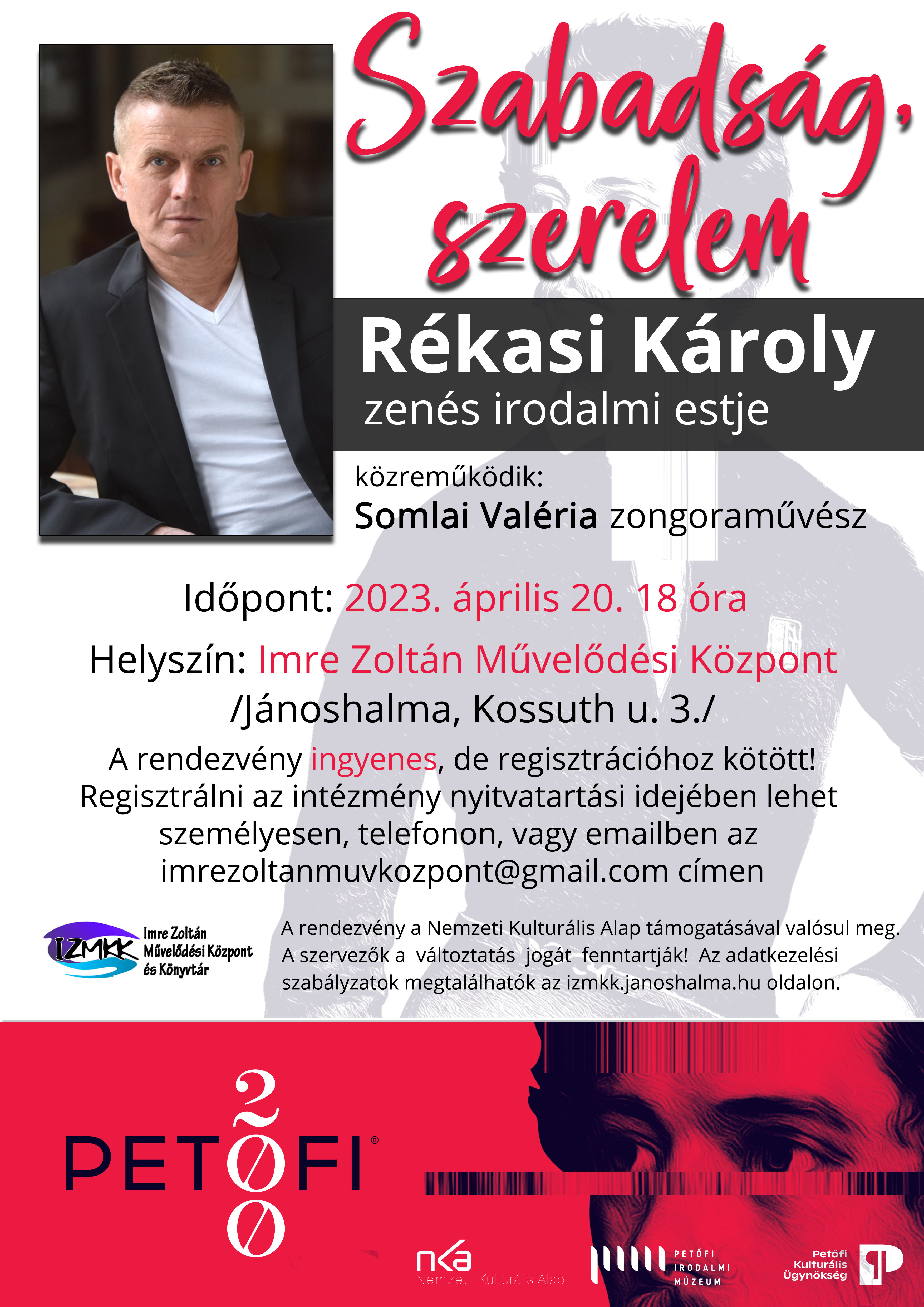 Rékasi Károly színművész zenés előadói estje 04.20.